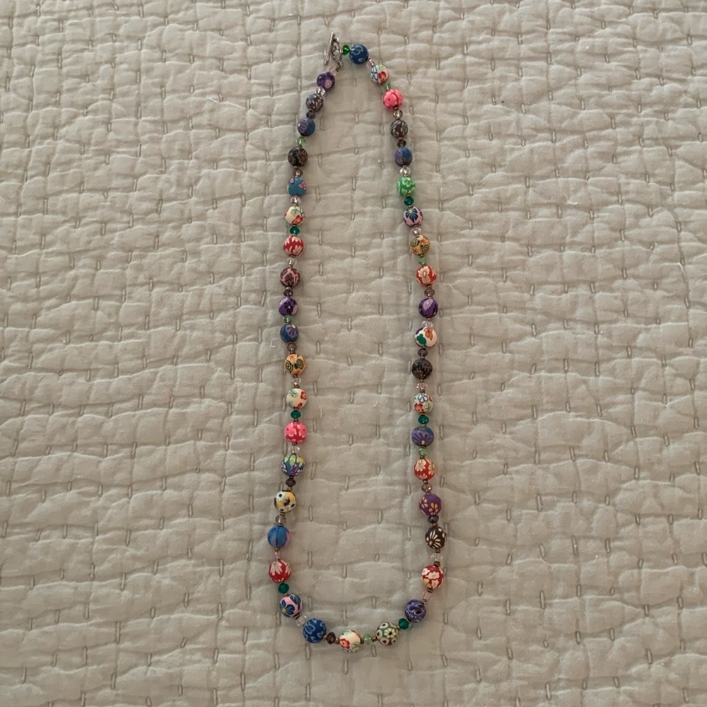 Cute clay bead necklace with toggle clasp